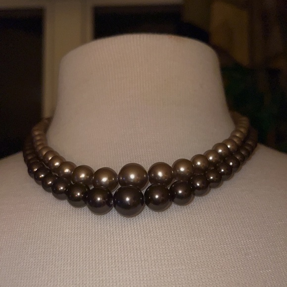 Vintage Japan Two Row Faux Pearl Necklace Graduated Faux Pearls Adjustable - Picture 8 of 15